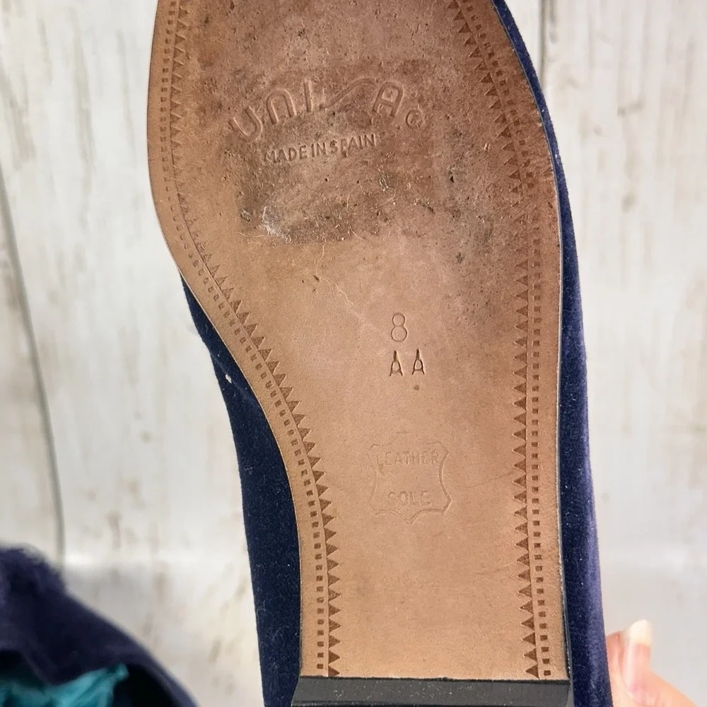 Talbots Womens Blue  Velvet Slip On‎ Smoking Flats Tassels Loafers Shoes sz 8AA